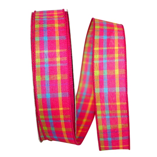 Reliant 1.5" x 50yd. Breezeway Plaid Wired Ribbon